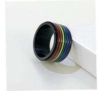 ibasenice Rotatable Rainbow Stainless Steel Finger Ring for Men Band with Smooth Surface Chic Pride Jewelry Gift for Close Friends and Families