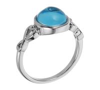 ibasenice Sea Blue Glass Ring Palladium White K Band Size 6 Women’s Statement Jewelry Mood Ring for Weddings Engagements and Daily Wear