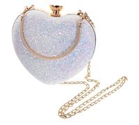 ibasenice Sequins Heart Shaped Crossbody Bag with Chain for Women Colorful Evening Clutch Purse for Wedding Banquet Party Delicate Handheld Handbag for Formal Events