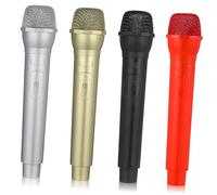 ibasenice Set of 4 Boys and Girls’ Fake Microphone Props Black Gold Silver Red Plastic Toy Mics Realistic Simulation for Group Play Lightweight and Easy to Hold