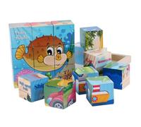 ibasenice Sided Wooden Puzzle with Cartoon Ocean World Design Educational Jigsaw for Years Includes Puzzle and Tray for Early Learning and Skill Development