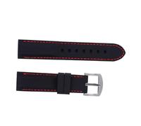 ibasenice Silicone Watch Band Replacement Strap with Red Stitching Sweat-resistant Fitness Wristband for Swimming Climbing Compatible with Watches