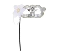 ibasenice Silver Handheld for Women with Plastic, Plume, and Rhinestone Materials, Delicate Colour and Easy to Hold Design, for Carnival and Masquerade Ball Parties