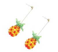 ibasenice Silver Pineapple Strawberry Crystal Earrings Lightweight Dangle Ear Accessories for Vintage Style Fashion Jewelry