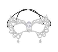 ibasenice Silver Rhinestone Half Mask for Women, Elegant Venetian Costume