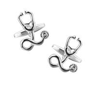 ibasenice Silver Stethoscope Business Cufflinks Creative Sleeve Nail Design for Men and Women Elegant Shirt Accessories for Formal Occasions Weddings and Meetings and Stylish