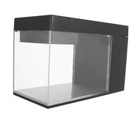ibasenice Small Acrylic Betta Fish Tank with Self Circulating Filtration Mini Desktop Aquarium for Guppy Breeding and Office Decoration Black Micro Aquatic Habitat