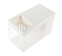 ibasenice Small Acrylic Betta Fish Tank with Side Filter Mini Self Cleaning Aquarium for Desktop Decoration White Transparent Miniature Fish Tank for Tropical