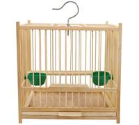 ibasenice Small Bamboo Bird Cage for Budgies and Lovebirds with 1.1cm Wire Spacing, 2 Feeding Cups Included, Woven Household Cage Suitable for Small Birds and Pigeons