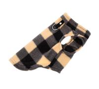 ibasenice Small Dog Thermal Fleece Vest Jacket with D-Ring Leash Attachment, Yellow Black Check Pattern Sleeveless Warm Pet Hoodie for Puppies and Medium Dogs Winter Coat