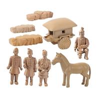 ibasenice Small Figurines Warriors Collection Chinese Statue Plastic Terracotta Warriors Decor Indoor Desktop Ornament 9 Pieces Set
