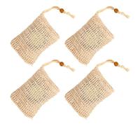 ibasenice Soap Saver Pouches Small Mesh Soap Bags Cotton and Linen with Drawstring 4pcs for Shower and Bathroom Use for Travel and Daily Cleaning