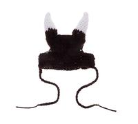 ibasenice Soft Plush Viking Horn Pet Hat for Cats and Dogs Adorable Pirate Design Warm Knitted Headgear for Halloween Costumes Birthday Parties and Photo Shoots Fits Pets