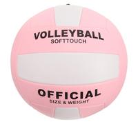 ibasenice Soft Volleyball Size 5 Pu Inflatable Training Ball Standard Machine-seamed Indoor Practice Volleyball for School Exams and General Use, Pink White