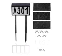 ibasenice Solar Powered Door Plate with 10 LED Lights, Easy Assembly Outdoor Address Sign Made of Abs and Pc, Suitable for Home and Restaurant Use, Featuring 5 English Letters of Numbers