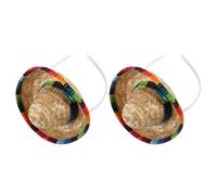 ibasenice Sombrero for Mini Mexican Hat Lightweight 2pcs Headbands Straw Taco Comfortable Wear Theme Decor Accessories Adult Fiesta Party Supplies