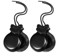 ibasenice Spanish Wood Castanets - 1 Pair Traditional Spanish Black Color Souvenir from Spain Hand Percussion Castanets Educational Music Tool