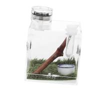 ibasenice Spider Habitat Box with Humidifier Small Terrarium for Florida Jumping Spiders 2-Piece Set Insect Keeper with Feeding Ports and Lamp