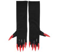ibasenice Spooky Halloween Claw Gloves with Long Red Nails Comfortable Witch Demon Vampire Costume Accessory for Themed Parties and Cosplay Performances