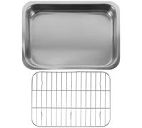 ibasenice Stainless Steel Kitchen Baking Pan with Rack 36X26X6Cm Ovenware Tray for Roasting Baking and Display in Hotel and Home
