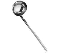 ibasenice Stainless Steel Kitchen Spoon with Long Handle and Pouring Hook, Sturdy and Not Easy to Deform, for Cooking Sauce and Stew in Family Kitchen Or Dining Room