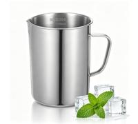 Ibasenice Stainless Steel Measuring Jug 1000ml 35oz Metal Measuring Cup with Handle and Clear Engraved Scale for Kitchen Baking Laboratory and Coffee Milk Frothing Silver