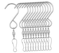 ibasenice Stainless Steel Wind Chime Hooks 12 Pcs Swivel Hooks for Hangers Chimes Bird Feeders and More
