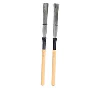 ibasenice Steel Wire Drum Brushes 2pcs Natural Sound and Comfortable Handle with Wooden Handles for Drummer Playing for Jazz Drum and Beginner Practicing