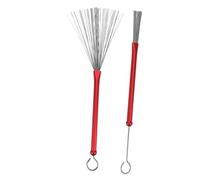 ibasenice Steel Wire Drum Brushes with Ergonomic Red Handles for Jazz Snare and Percussion Drums Musical Instrument Cleaning Tools for Drummers and Live Performances