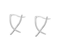 ibasenice Sterling Silver Simple Lines Crossing Earrings Lightweight Ear Jewelry for Women Party Wedding Birthday Fashionable Chic Design