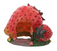 ibasenice Strawberry Shaped Resin Reptile Hide Cave Basking Shelter for Bearded Dragon Snake Turtle Tank Accessories Safe Amphibian Habitat Decor