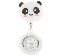 ibasenice Stretchable Panda Nurse Pocket Watch with Silicone Band and Glass Mirror, Convenient and Practical Chest Watch for Nurses, Beautiful Simple Design with Metal and Zinc Alloy, White