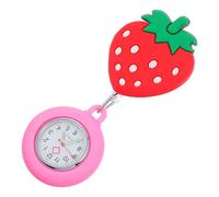 ibasenice Stretchable with Luminous Feature Silicone and Stainless Steel Material Red Pocket Watch Lovely Strawberry Shape Design Nurse for Girls and Professionals