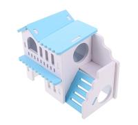 ibasenice Sturdy Wooden Hamster Hideout with Balcony Double-layer Small Animal House for Guinea Pigs and Hamsters Space-saving Compact Design Easy to Clean Multispecies Cozy Shelter for