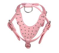 ibasenice Stylish Round Head Nail Dog Harness Comfortable Pu Metal Studs Vest Harness for Outdoor Activities Safety Pull-prevent Small Large Dogs