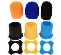 ibasenice Thick Sponge Microphone Covers Anti-slip Shockproof Protector Set, 3 Pieces Black Orange, Wireless Microphone Dust Covers for Ktv Singing Accessories