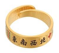 ibasenice Thirteen Yao Mahjong Ring Sand Gold Prosperity Jewelry Creative Chunky Finger Ring for Women Symbolizing Wealth and Luck Scratch-resistant Birthday