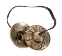 ibasenice Tibetan Brass Tingsha Cymbals Pair for Meditation Yoga Metal Hand Chimes Auspicious Symbols Buddhist Sound Bells for Tai Chi and Mindfulness Practice Random Style