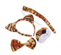 ibasenice Tiger Costume Set with Soft Headband Nose Bowtie Tail Comfortable Animal Ears Dress-up for Jungle Zoo Themed Parties Playful Cosplay Accessory for Boys