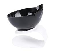 ibasenice Tilted Cat Bowl Adorable Ear Design Plastic Pet Feeder Neck Protection Anti-slip Stable Cat Food and Water Dish Single Black Bowl