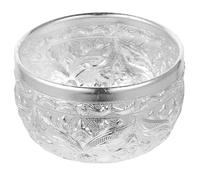 ibasenice Tin Bowl Without Burrs, for Beauty Salons and Massage at Home Vintage Thai Style for Storing Essential Oil and Rice, Simple Shaped Silver Multipurpose Tin Bowl