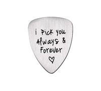 ibasenice Titanium Steel Carved Letter Guitar Pick Musical Instrument Accessory Ukulele Pick Sturdy Engraved Design for Guitar and Bass Players