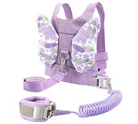 ibasenice Toddler Harness Leash and Anti Lost Wrist Link Set for Kids Boys Girls, Baby Walking Safety Harness 360° Rotating Spiral Wristband, Purple for Child Safety Outdoors