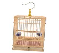 ibasenice Traditional Bamboo Bird Cage with Removable Tray Rectangular Vintage Design for Small Parrots Songbirds Goldfinches Zosterops Suitable for Indoor and Outdoor Use