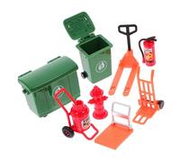 ibasenice Traffic Model Toy Set for Kids 1 Fire Extinguisher Toy 1 Trash Can Orange Mini Trolley and Road Block Accessories for Boys and Girls