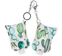 ibasenice Travel Bottle Keychain Holder 2Pcs 60Ml PU Leather Mini Refillable Hand Sanitiser Bottles for Gym and Holiday Toiletries Assorted style