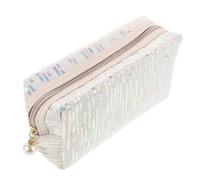 ibasenice Travel Makeup Bag Sequin Makeup Pouch Trendy Polyester Shiny Sequins Quick Access Organization Welldesigned Compartments Women Professional Use 7.28x4.13x2.56in Large Capacity