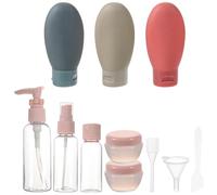 ibasenice Travel Refillable Makeup Bottle Set 11pcs Kit with Plastic Lotion and Spray Bottles, Leak-proof Portable Travel Size Containers for Shampoo, Toner, Conditioner - Pink Nordic Design