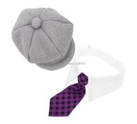 ibasenice Ultralight Pet Beret Hat and Bowtie for Cats and Small Dogs Cozy French Artist Style Headwear Creative Costume Accessory for Christmas Birthday and Party Photo Sessions