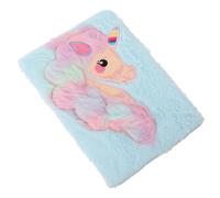 ibasenice Unicorn Plush Notebook for Notepad Blue Soft Cover Creative Scrapbook Cute Writing Journal for School and Home Use